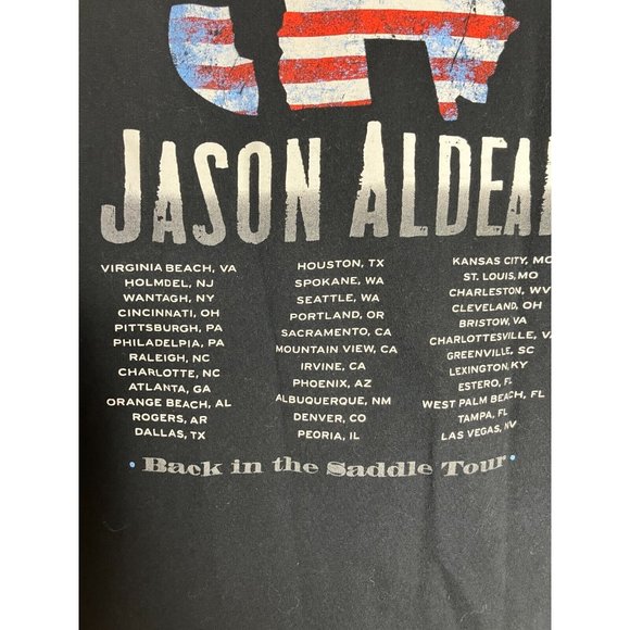 Jason Aldean Back On The Saddle Tour Double Sided with Dates Large T-Shirt - Picture 3 of 4